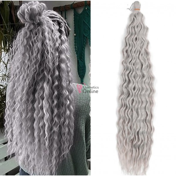 Extensie de par afro Deep Water Wave Twist Crochet de 60 cm Cod 24 Silver (Gri Cenusiu)